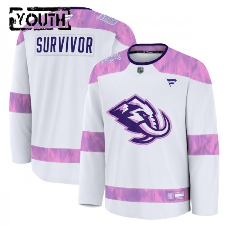 Maillot de Hockey Personnaliser Utah Hockey Club Fanatics Hockey Fights Cancer Practice Blanc - Enfant