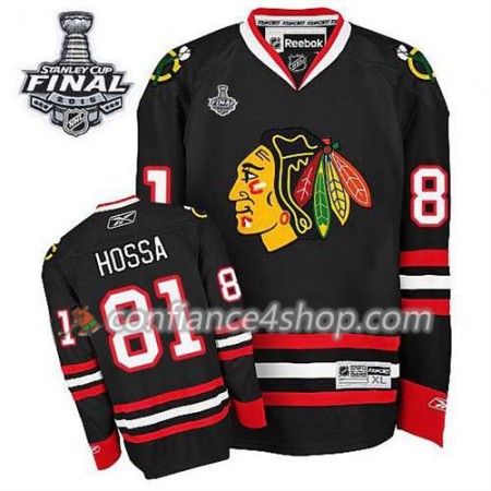 Maillot de Hockey Chicago Blackhawks Marian Hossa #81 Third Noir 2015 Stanley Cup - Homme