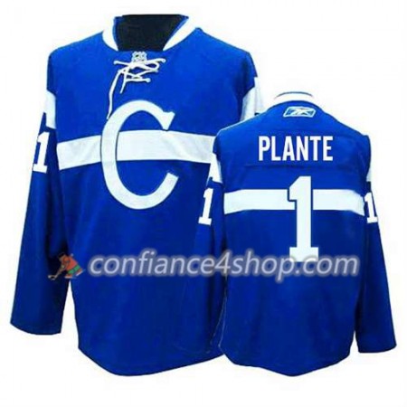 Reebok Maillot de Hockey Montreal Canadiens Jacques Plante #1 Third Bleu - Homme