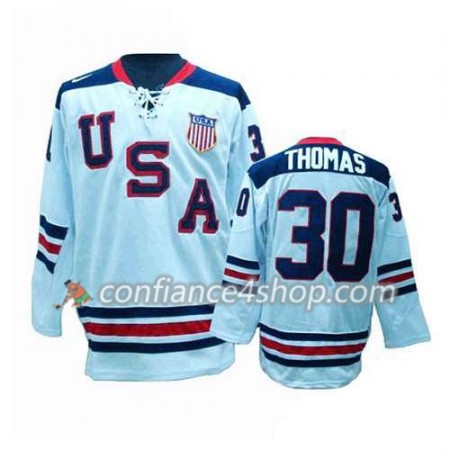 Maillot de Hockey Premier Olympic-USA Team Tim Thomas #30 blanc - Homme