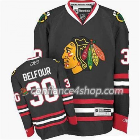Reebok Maillot de Hockey Chicago Blackhawks ED Belfour 30 Noir Third - Femme