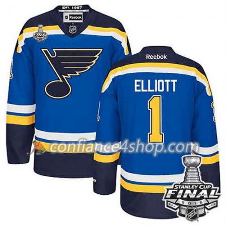 Reebok Maillot de Hockey St. Louis Blues Brian Elliott #1 Bleu Domicile 2016 Stanley Cup - Homme