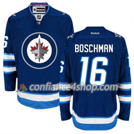 Reebok Maillot de Hockey Winnipeg Jets Laurie Boschman #16 Domicile Bleu marin - Homme