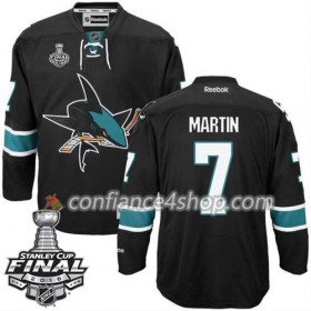Reebok Maillot de Hockey San Jose Sharks Paul Martin #7 Noir Third 2016 Stanley Cup - Homme
