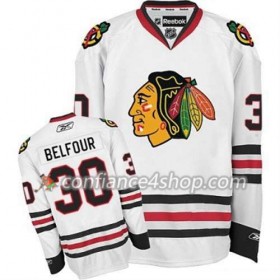 Reebok Maillot de Hockey Chicago Blackhawks ED Belfour 30 Blanc Extérieur - Homme