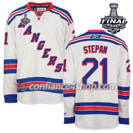 Maillot de Hockey New York Rangers Derek Stepan #21 Extérieur blanc 2014 Stanley Cup - Homme Maillot de Hockey New York Rangers Derek Stepan #21 Extérieur blanc 2014 Stanley Cup - Homme