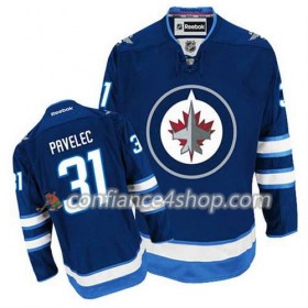 Reebok Maillot de Hockey Winnipeg Jets Ondrej Pavelec #31 Domicile Bleu marin - Homme