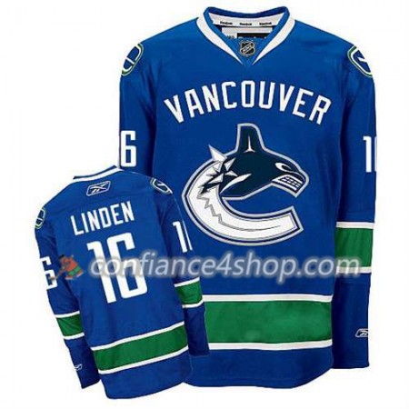 Reebok Maillot de Hockey Vancouver Canucks Trevor Linden #16 Domicile Bleu marin - Homme