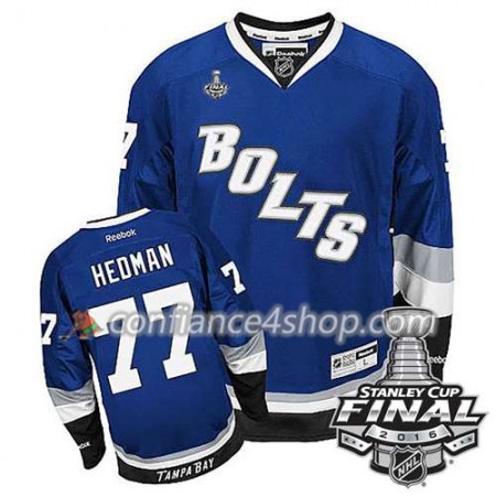 Reebok Maillot de Hockey Tampa Bay Lightning Victor Hedman #77 Bleu Third 2016 Stanley Cup - Homme