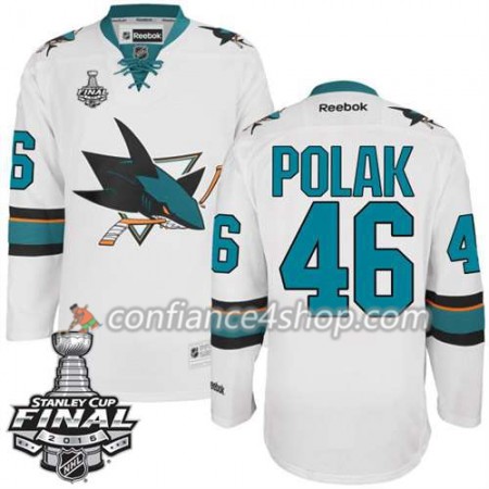 Reebok Maillot de Hockey San Jose Sharks Roman Polak #46 blanc Extérieur 2016 Stanley Cup - Homme