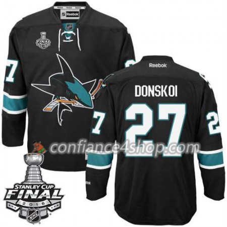 Reebok Maillot de Hockey San Jose Sharks Joonas Donskoi #27 Noir Third 2016 Stanley Cup - Homme