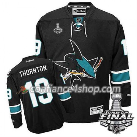 Reebok Maillot de Hockey San Jose Sharks Joe Thornton #19 Noir Third 2016 Stanley Cup - Homme