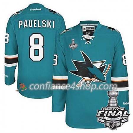 Reebok Maillot de Hockey San Jose Sharks Joe Pavelski #8 Teal Domicile 2016 Stanley Cup - Homme