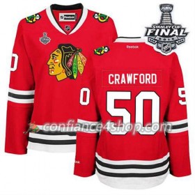 Maillot de Hockey Chicago Blackhawks Corey Crawford #50 Domicile rouge 2015 Stanley Cup - Femme
