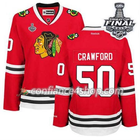 Maillot de Hockey Chicago Blackhawks Corey Crawford #50 Domicile rouge 2015 Stanley Cup - Femme