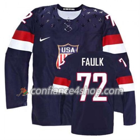 Maillot de Hockey Premier Olympic-USA Team Justin Faulk #72 Extérieur Bleu marin - Homme