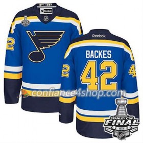 Reebok Maillot de Hockey St. Louis Blues David Backes #42 Bleu Domicile 2016 Stanley Cup - Homme
