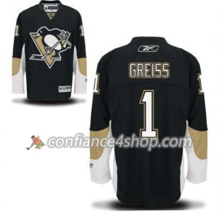 Reebok Maillot de Hockey Pittsburgh Penguins Thomas Greiss 1 Noir Domicile - Homme