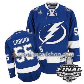 Reebok Maillot de Hockey Tampa Bay Lightning Braydon Coburn #55 Bleu Domicile 2016 Stanley Cup - Homme