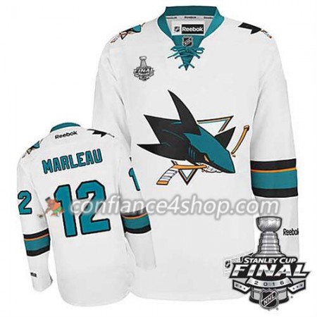 Reebok Maillot de Hockey San Jose Sharks Patrick Marleau #12 blanc Extérieur 2016 Stanley Cup - Homme