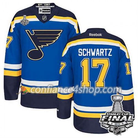 Reebok Maillot de Hockey St. Louis Blues Jaden Schwartz #17 Bleu Domicile 2016 Stanley Cup - Homme