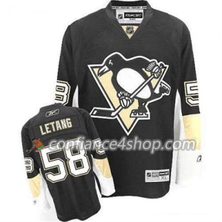 Reebok Maillot de Hockey Pittsburgh Penguins Kris Letang 58 Noir Domicile - Homme