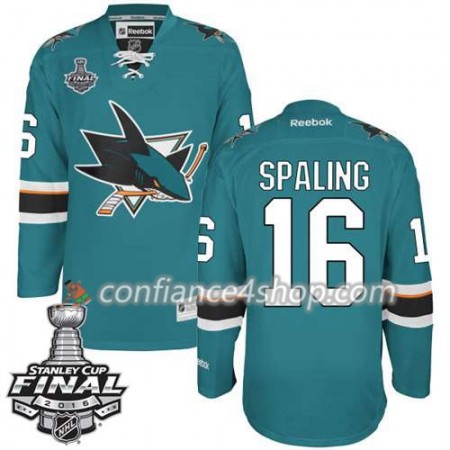 Reebok Maillot de Hockey San Jose Sharks Nick Spaling #16 Teal Domicile 2016 Stanley Cup - Homme