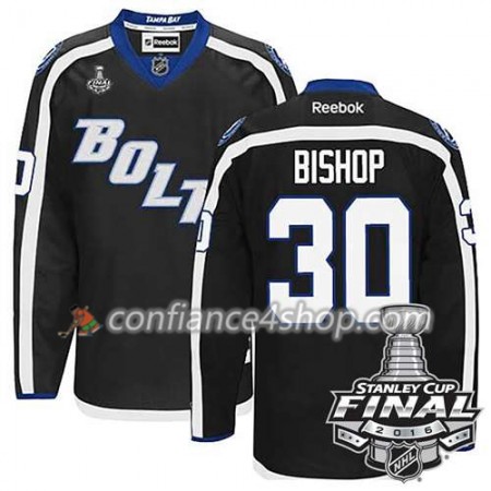 Reebok Maillot de Hockey Tampa Bay Lightning Ben Bishop #30 Noir Third 2016 Stanley Cup - Homme