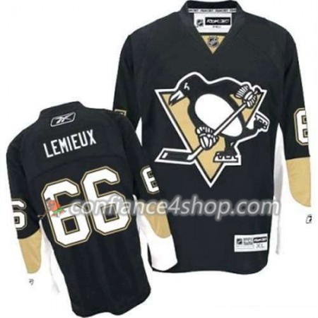 Reebok Maillot de Hockey Pittsburgh Penguins Mario Lemieux 66 Noir Domicile - Homme