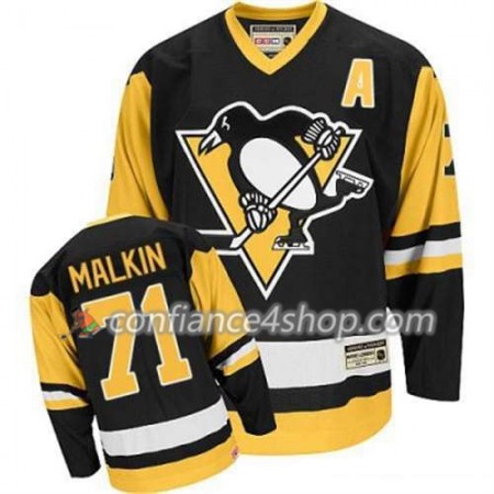 Reebok Maillot de Hockey Pittsburgh Penguins Evgeni Malkin CCM NHL Pittsburgh Penguins 71 Noir Throwback - Homme