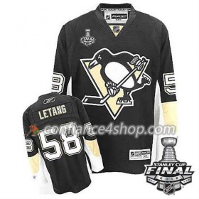 Reebok Maillot de Hockey Pittsburgh Penguins Kris Letang #58 Noir Domicile 2016 Stanley Cup - Homme