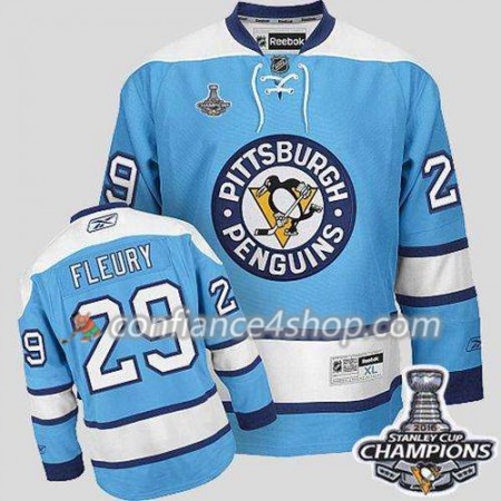 Reebok Maillot de Hockey Pittsburgh Penguins Marc-Andre Fleury 29 Bleu 2016 Stanley Cup - Homme