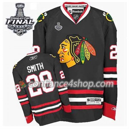 Maillot de Hockey Chicago Blackhawks Ben Smith #28 Third Noir 2015 Stanley Cup - Homme