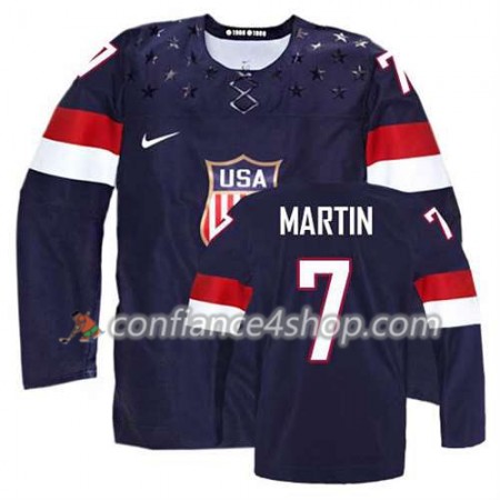 Maillot de Hockey Premier Olympic-USA Team Paul Martin #7 Extérieur Bleu marin - Enfant