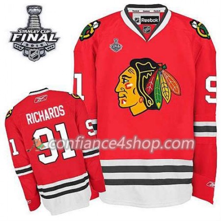 Maillot de Hockey Chicago Blackhawks Brad Richards #91 Domicile rouge 2015 Stanley Cup - Homme