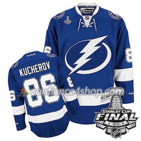 Reebok Maillot de Hockey Tampa Bay Lightning Nikita Kucherov #86 Bleu Domicile 2016 Stanley Cup - Homme