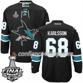 Reebok Maillot de Hockey San Jose Sharks Melker Karlsson #68 Noir Third 2016 Stanley Cup - Homme