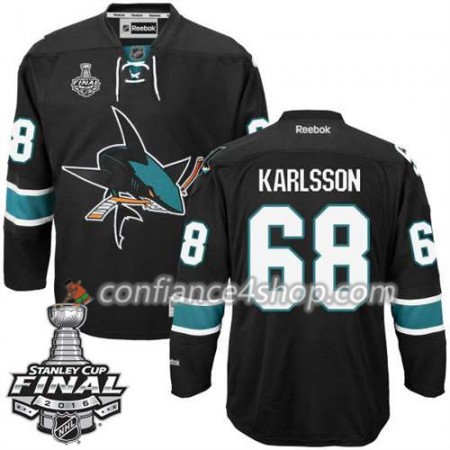 Reebok Maillot de Hockey San Jose Sharks Melker Karlsson #68 Noir Third 2016 Stanley Cup - Homme