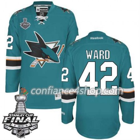 Reebok Maillot de Hockey San Jose Sharks Joel Ward #42 Teal Domicile 2016 Stanley Cup - Homme