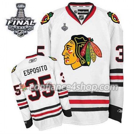 Maillot de Hockey Chicago Blackhawks Tony Esposito #35 Extérieur blanc 2015 Stanley Cup - Homme Maillot de Hockey Chicago Blackhawks Tony Esposito #35 Extérieur blanc 2015 Stanley Cup - Homme