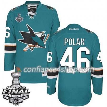 Reebok Maillot de Hockey San Jose Sharks Roman Polak #46 Teal Domicile 2016 Stanley Cup - Homme