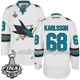 Reebok Maillot de Hockey San Jose Sharks Melker Karlsson #68 blanc Extérieur 2016 Stanley Cup - Homme