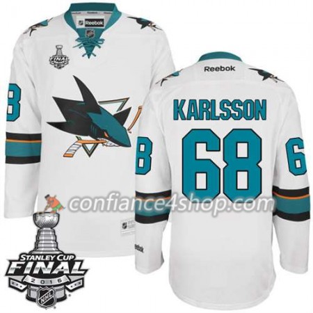 Reebok Maillot de Hockey San Jose Sharks Melker Karlsson #68 blanc Extérieur 2016 Stanley Cup - Homme