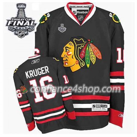 Maillot de Hockey Chicago Blackhawks Marcus Kruger #16 Third Noir 2015 Stanley Cup - Homme