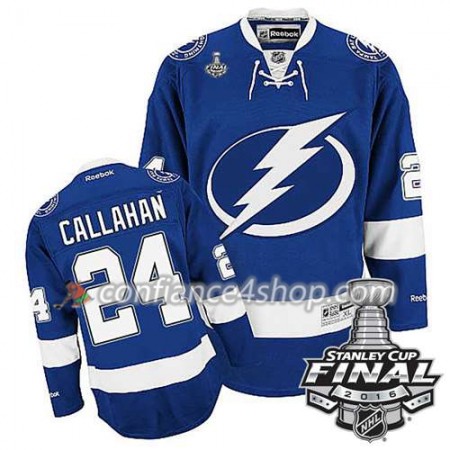 Reebok Maillot de Hockey Tampa Bay Lightning Ryan Callahan #24 Bleu Domicile 2016 Stanley Cup - Homme