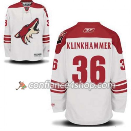 Reebok Maillot de Hockey Phoenix Coyotes Rob Klinkhammer 36 Blanc Extérieur - Homme