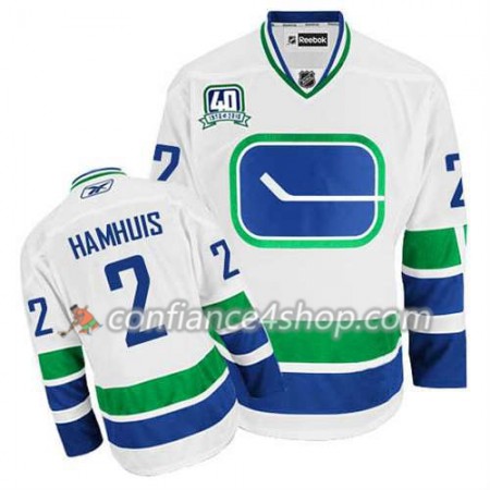 Reebok Maillot de Hockey Vancouver Canucks Dan Hamhuis #2 Third 40TH blanc - Homme