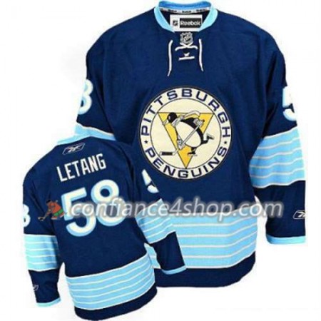 Reebok Maillot de Hockey Pittsburgh Penguins Kris Letang 58 Bleu marin Third Vintage - Homme