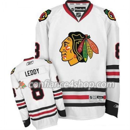 Reebok Maillot de Hockey Chicago Blackhawks Nick Leddy 8 Blanc Extérieur - Homme