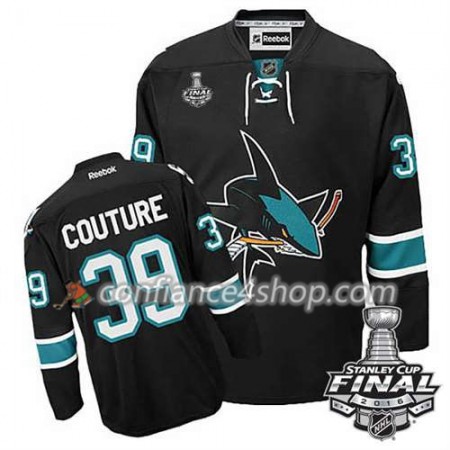 Reebok Maillot de Hockey San Jose Sharks Logan Couture #39 Noir Third 2016 Stanley Cup - Homme